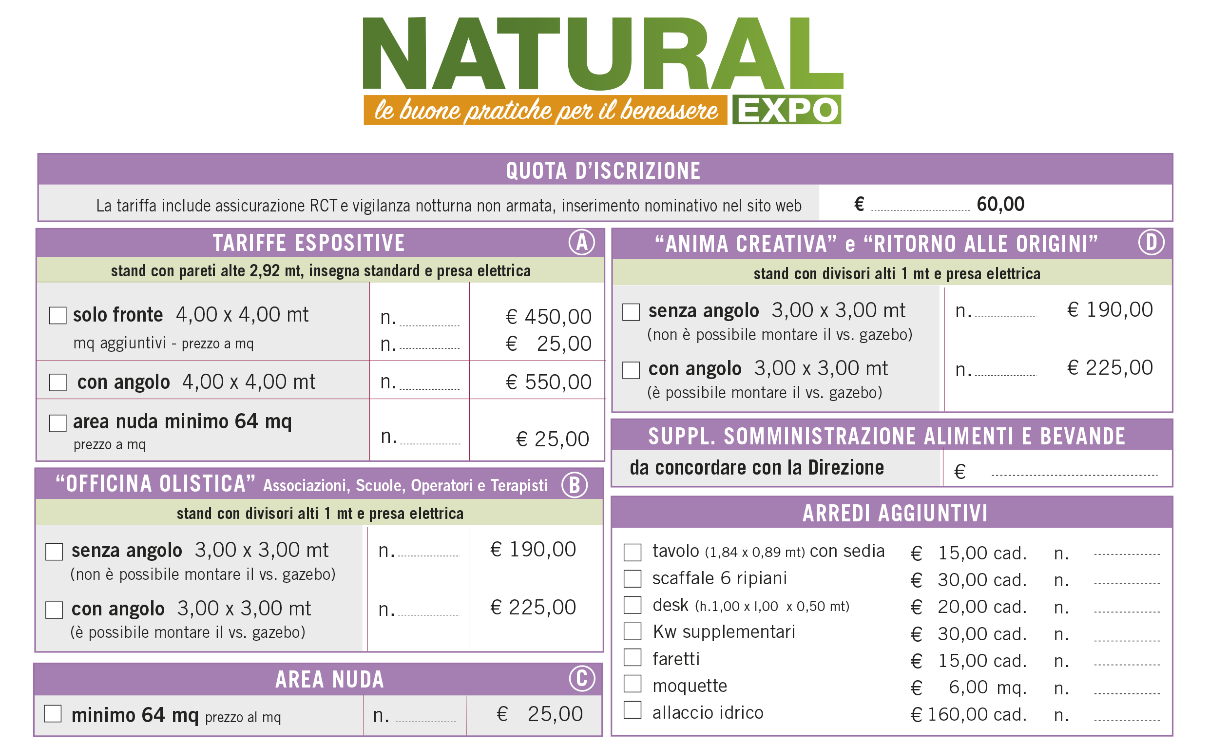 prezzi domande NATURAL